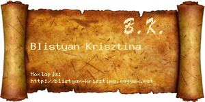 Blistyan Krisztina névjegykártya